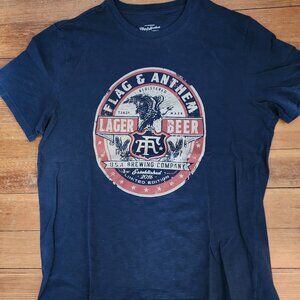 Men's Flag and Anthem T-Shirt New Large Blue with Logo